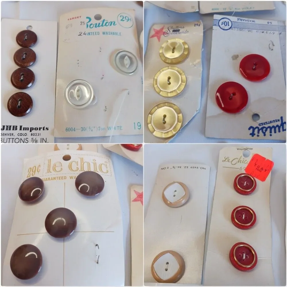 Vintage Buttons Mixed Lot New & Used Mother of Pearl Metal Leather Plastic